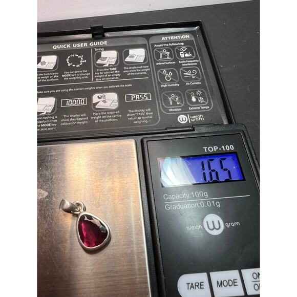 NEW Rubellite pink tourmaline sterling silver pendant 1.65 grams - Picture 8 of 8